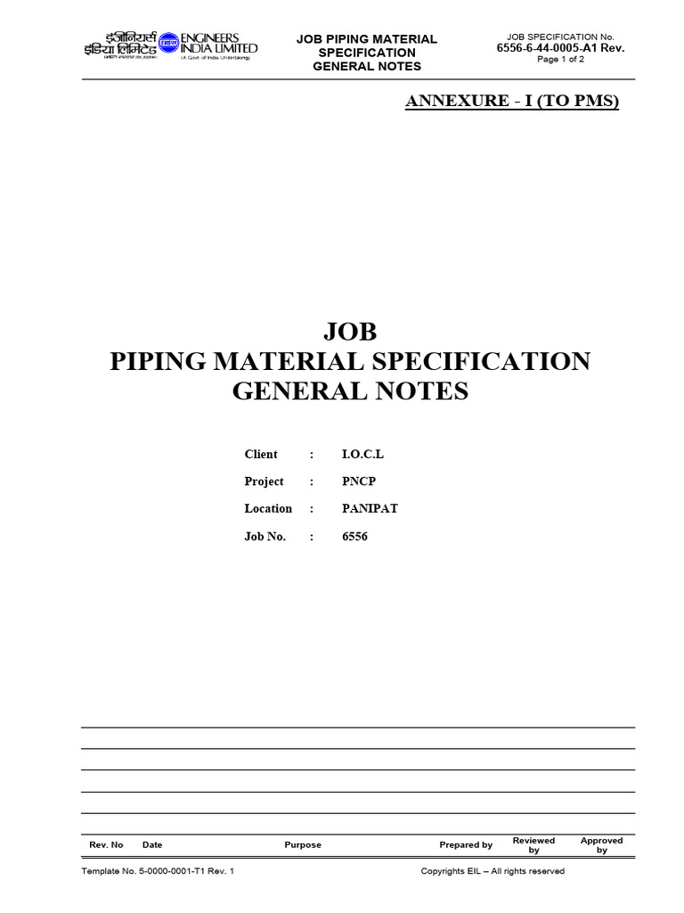Job Piping Material Specification Guide | PDF | Pipe (Fluid Conveyance ...