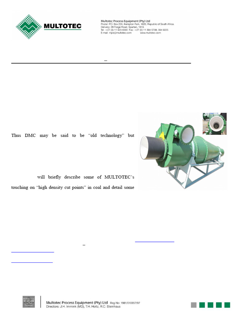 Dense Medium Cyclone Efficiency in Coal | PDF | Coal