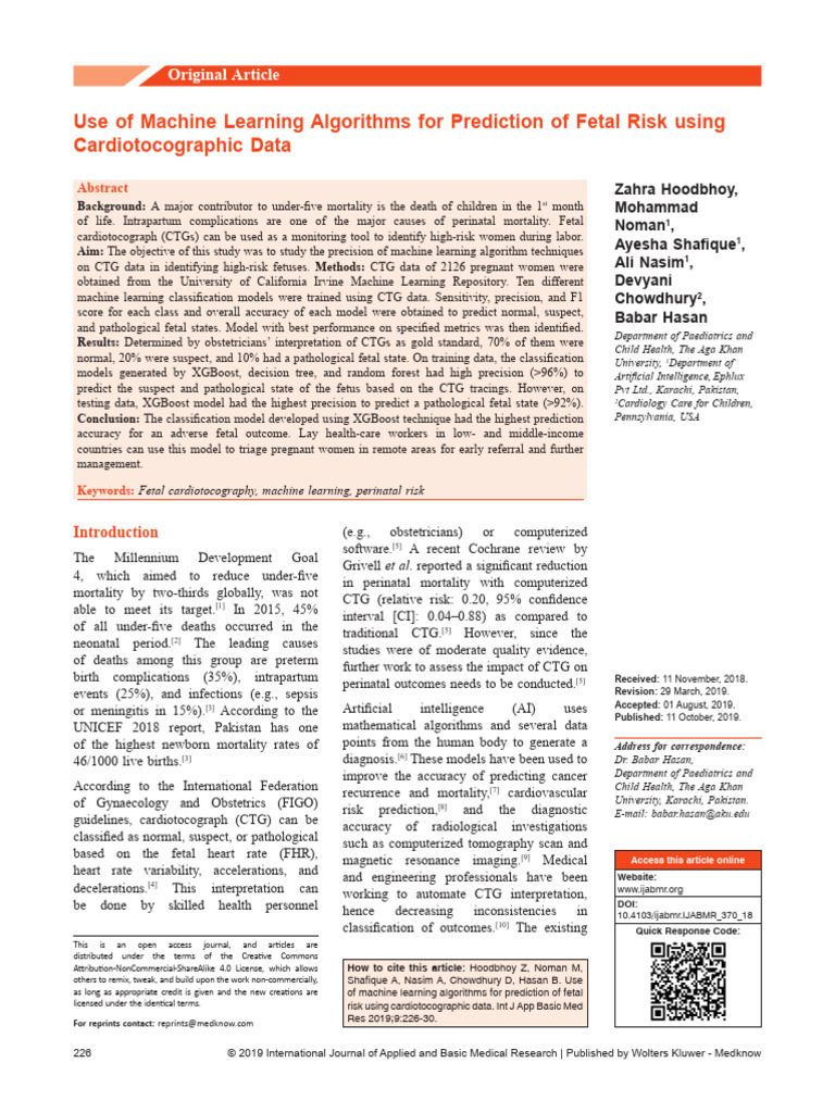 Machine Learning for Fetal Risk Prediction | PDF | Support Vector Machine