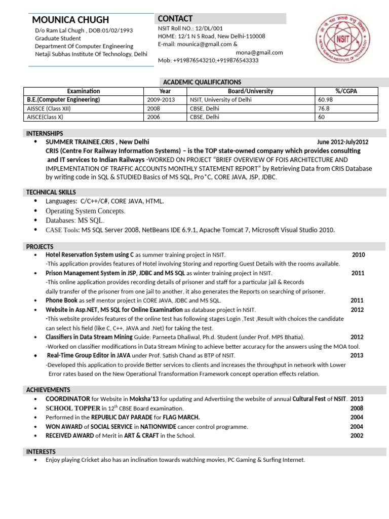 Professional Resume Format | PDF | Microsoft Sql Server | Databases