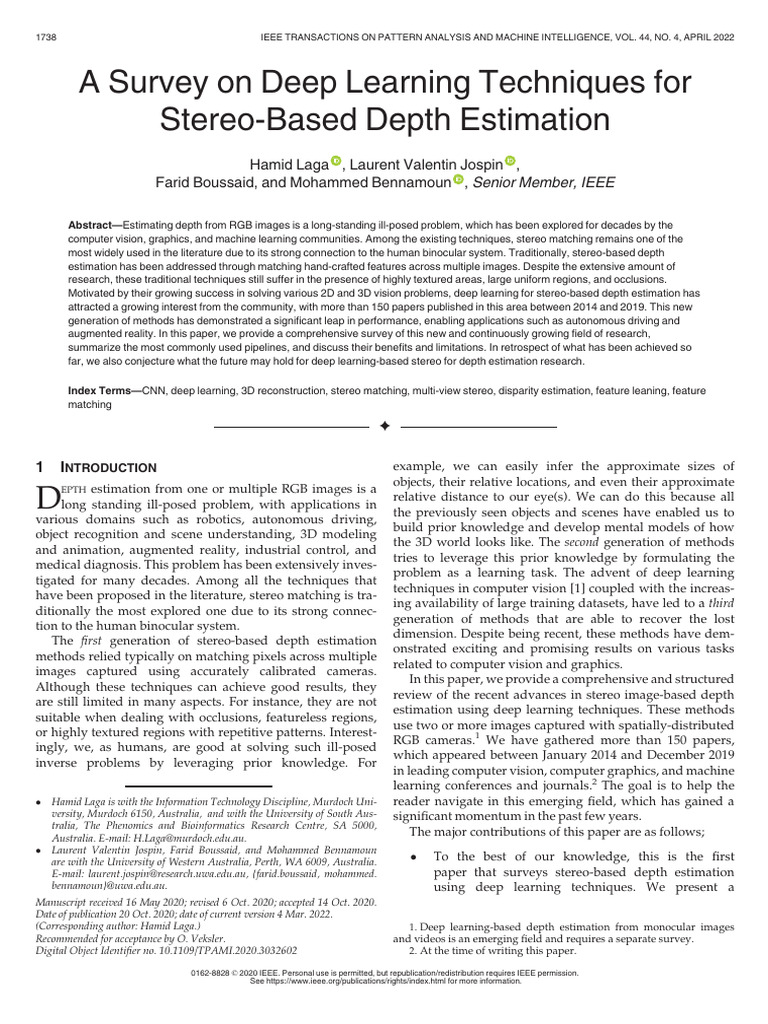 Deep Learning in Stereo Depth Estimation | PDF | Deep Learning ...