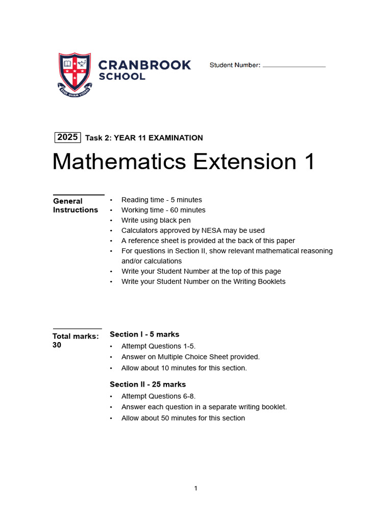 Year 11 Mathematics Exam Paper | PDF | Mathematics