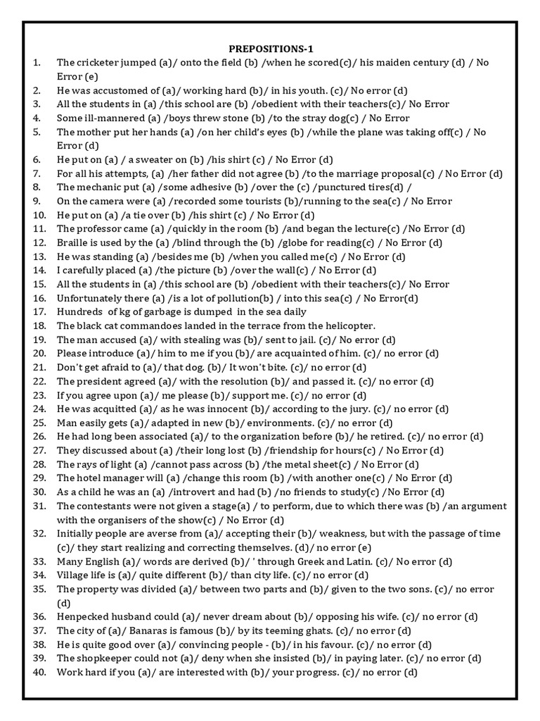 Common Preposition Errors in English | PDF