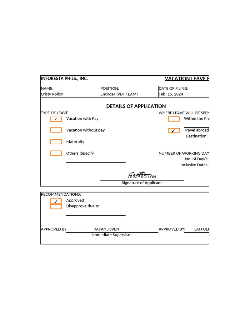 VL Form - Cristy R. | PDF