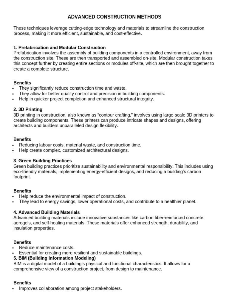Advanced Construction Methods | PDF | Crane (Machine) | Green Building