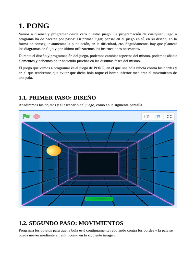 Programación del juego PONG en Scratch | PDF