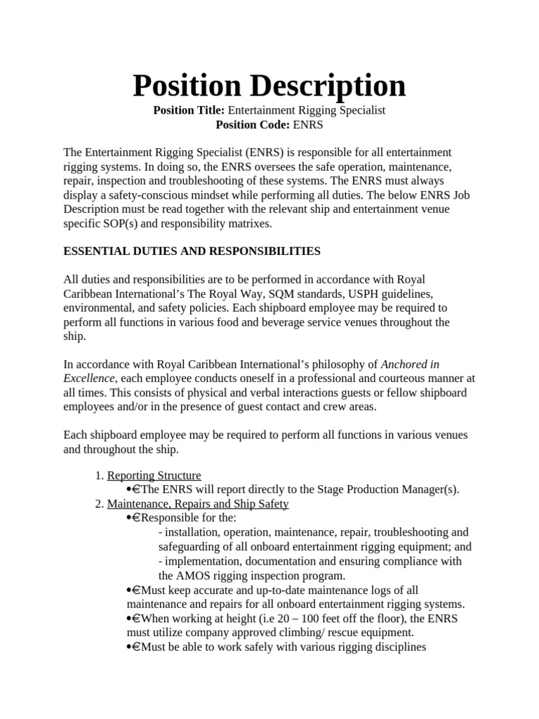 Entertainment Rigging Specialist Role | PDF | Visual Perception