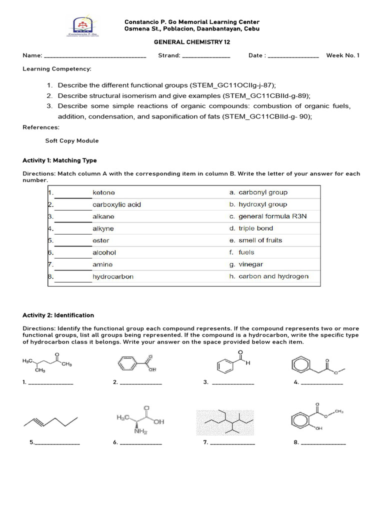 General Chemistry 12: Functional Groups & Reactions | PDF