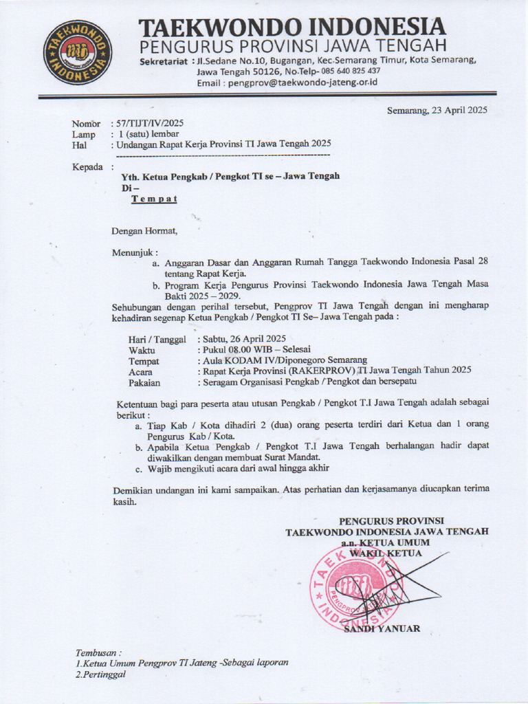 57-Undangan RAKERPROV Ke PengkabPengkot | PDF