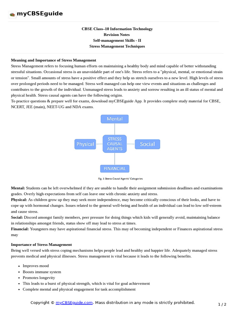 Stress Management Techniques for Students | PDF | Stress Management ...