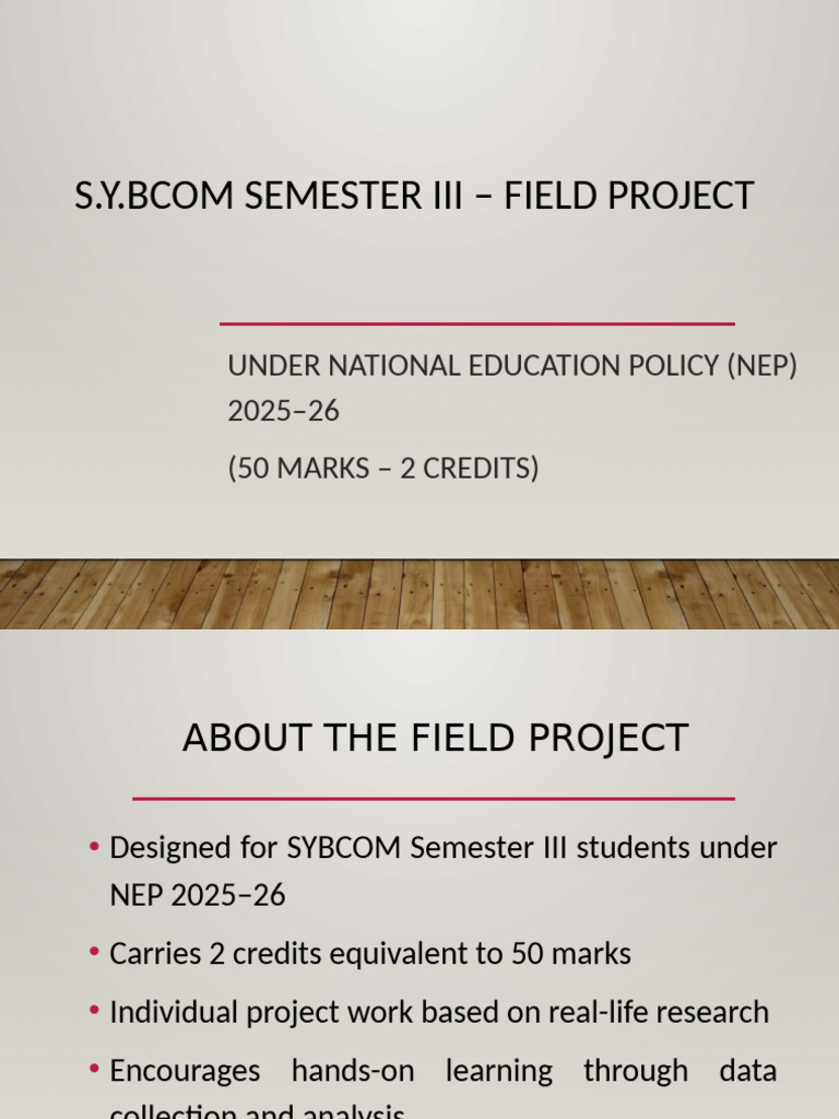 SYBCOM Field Project Guidelines | PDF