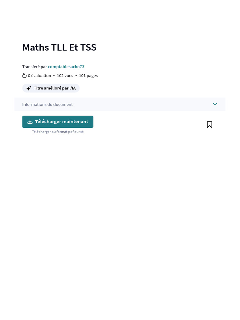 Maths TLL et TSS : Cours et Exercices | PDF | Informatique