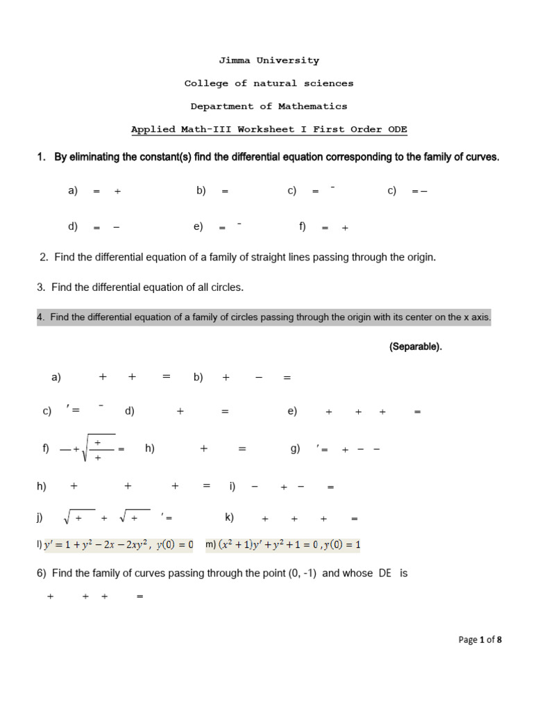 Applied III Wsheet 2021 | PDF | Ordinary Differential Equation ...