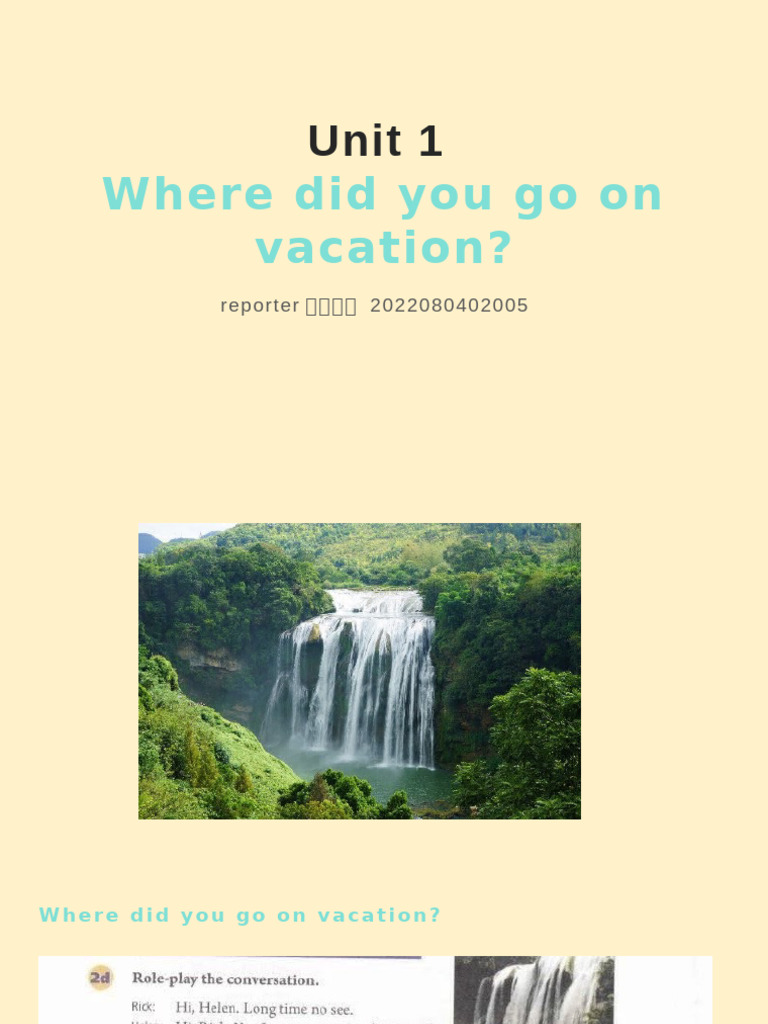 Vacation Role Play Using Past Tense | PDF