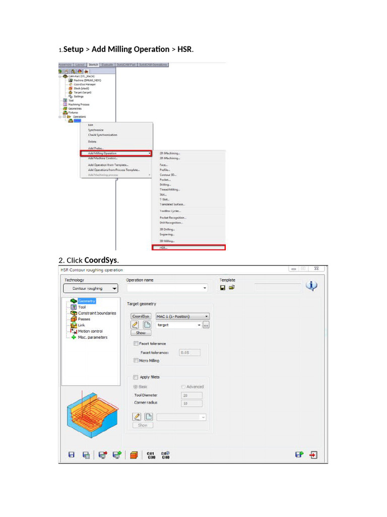 Setup Add Milling Operation HSR | PDF