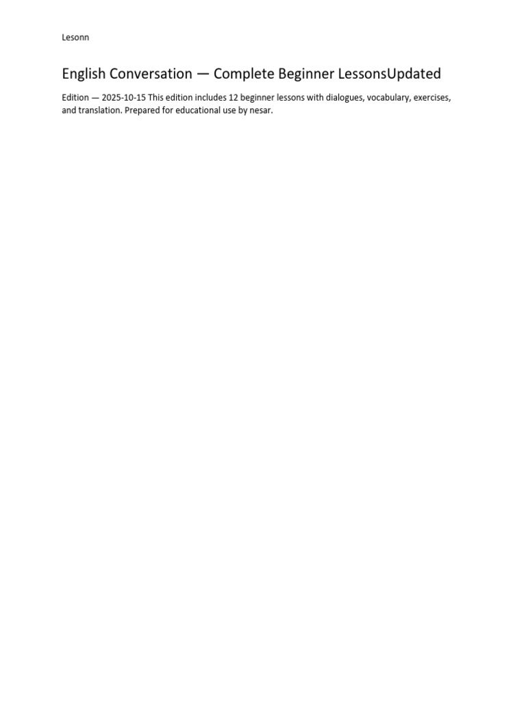 Beginner English Conversation Lessons | PDF | United States Department ...