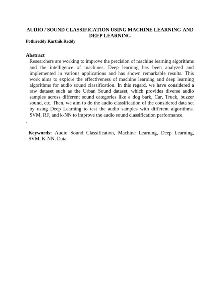 Audio Classification with Deep Learning | PDF