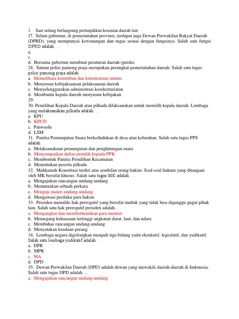 Soal Try Out Ujian Sekolah PKn