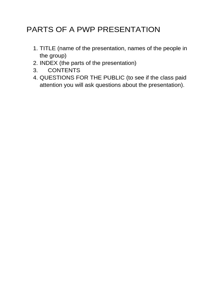 Key Components of a PWP Presentation | PDF