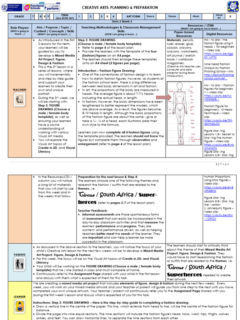 Lesson Plan GET SP Grade 8 Creative Arts Visual Art Term 3 Week 3 | PDF ...
