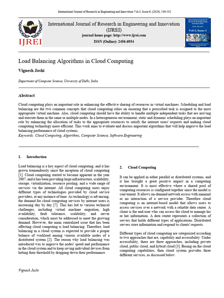 Load Balancing Algorithms in Cloud Computing | PDF | Load Balancing ...