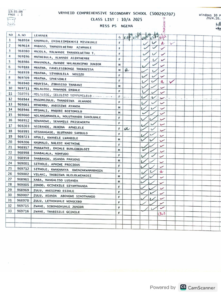 Ibanga 10 Class Register (V. C. S. S) | PDF