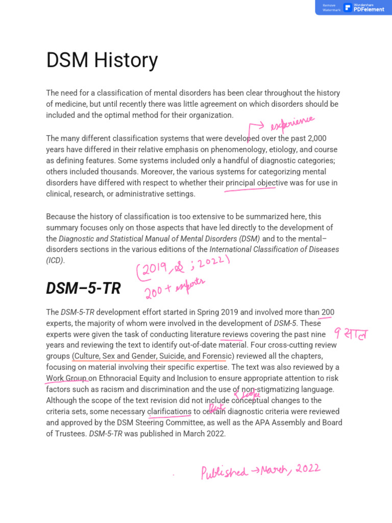 History of DSM and Mental Disorder Classification | PDF | Diagnostic ...