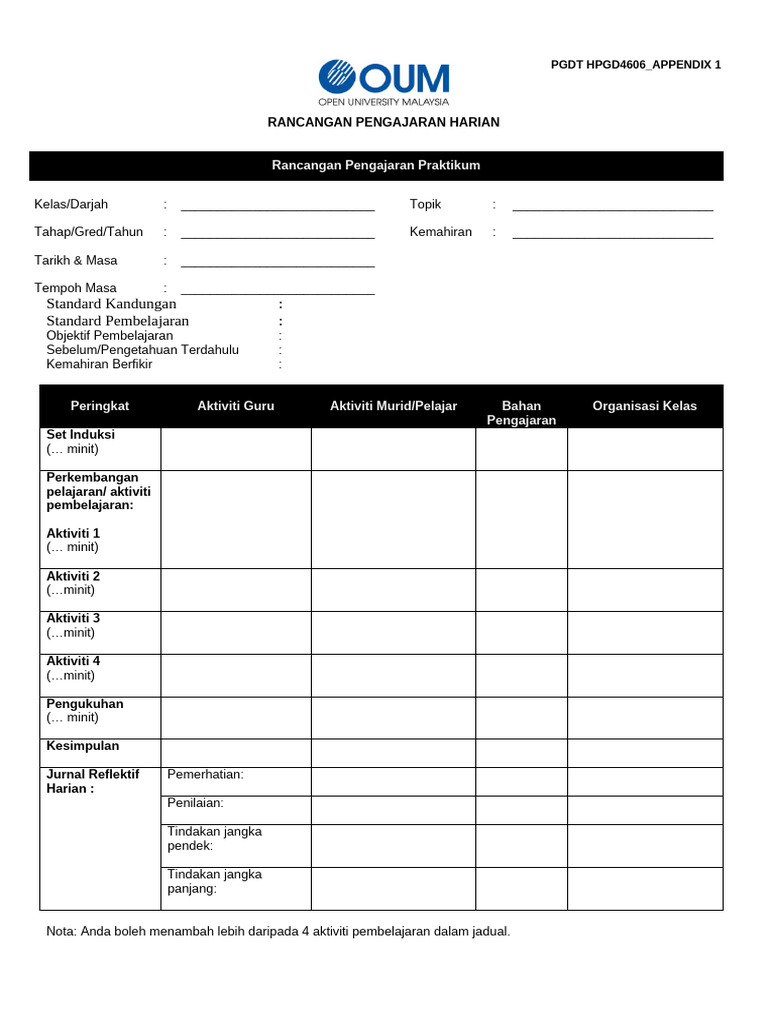 Template RPH Terkini | PDF