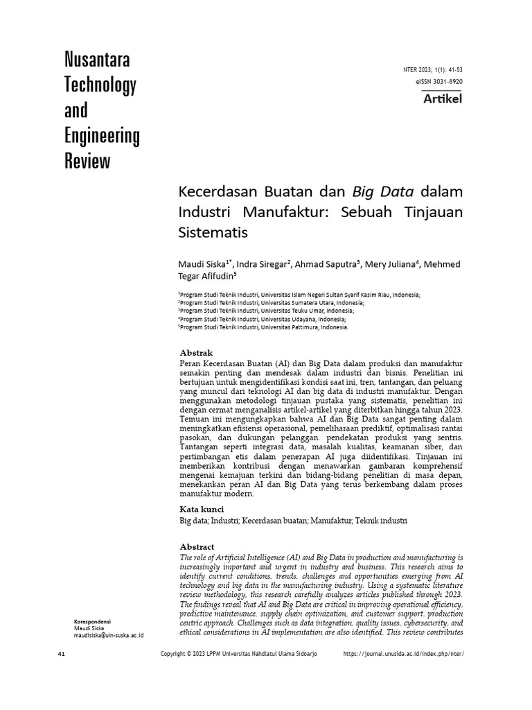 AI dan Big Data dalam Manufaktur 2023 | PDF