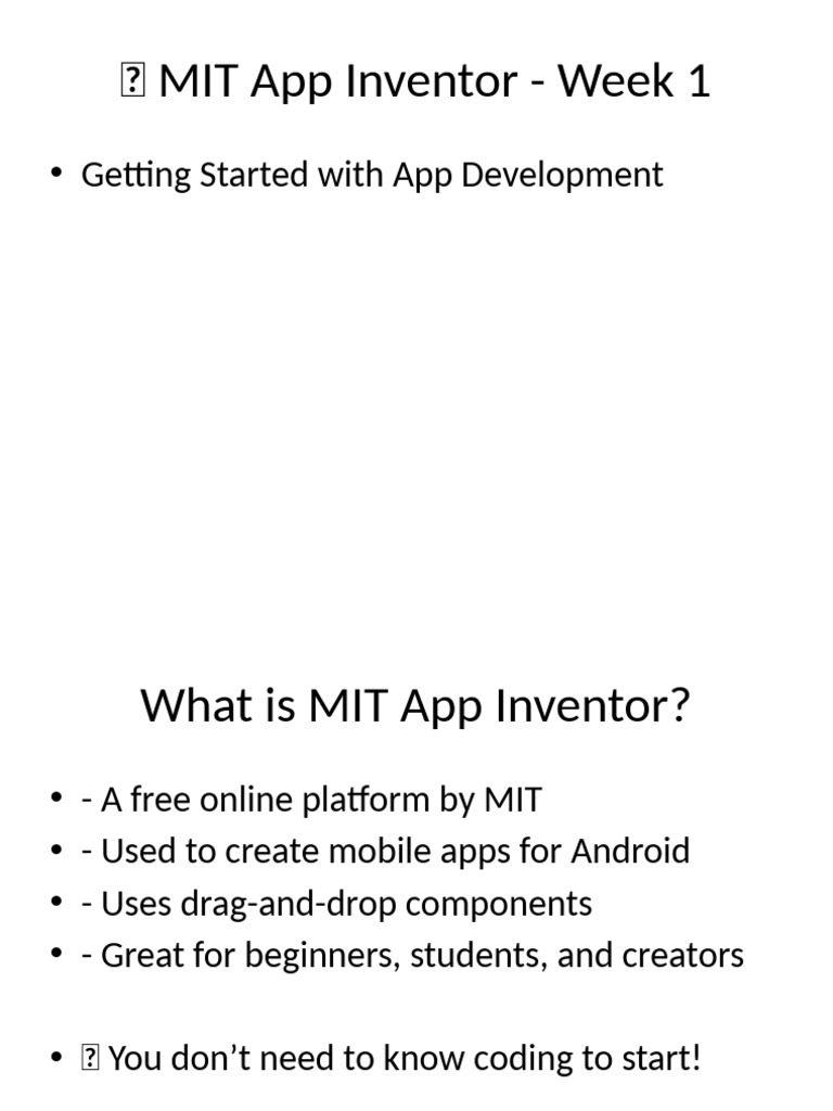 MIT App Inventor Week1 | PDF