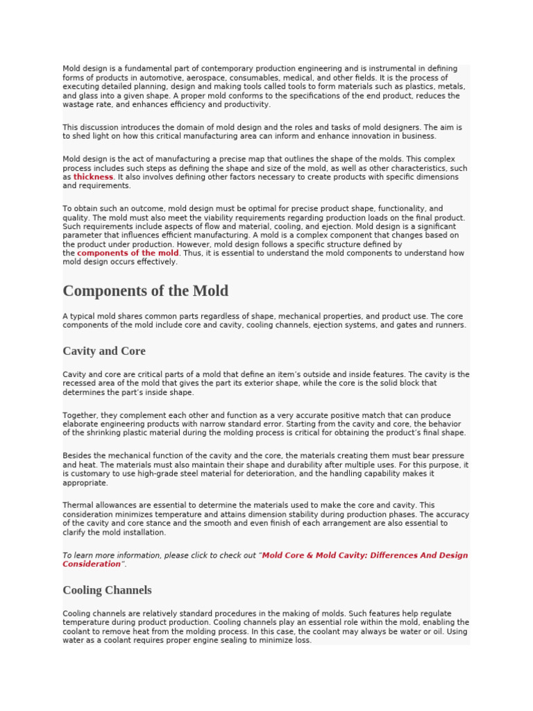 Essential Guide to Mold Design Components | PDF | Secondary Sector Of ...