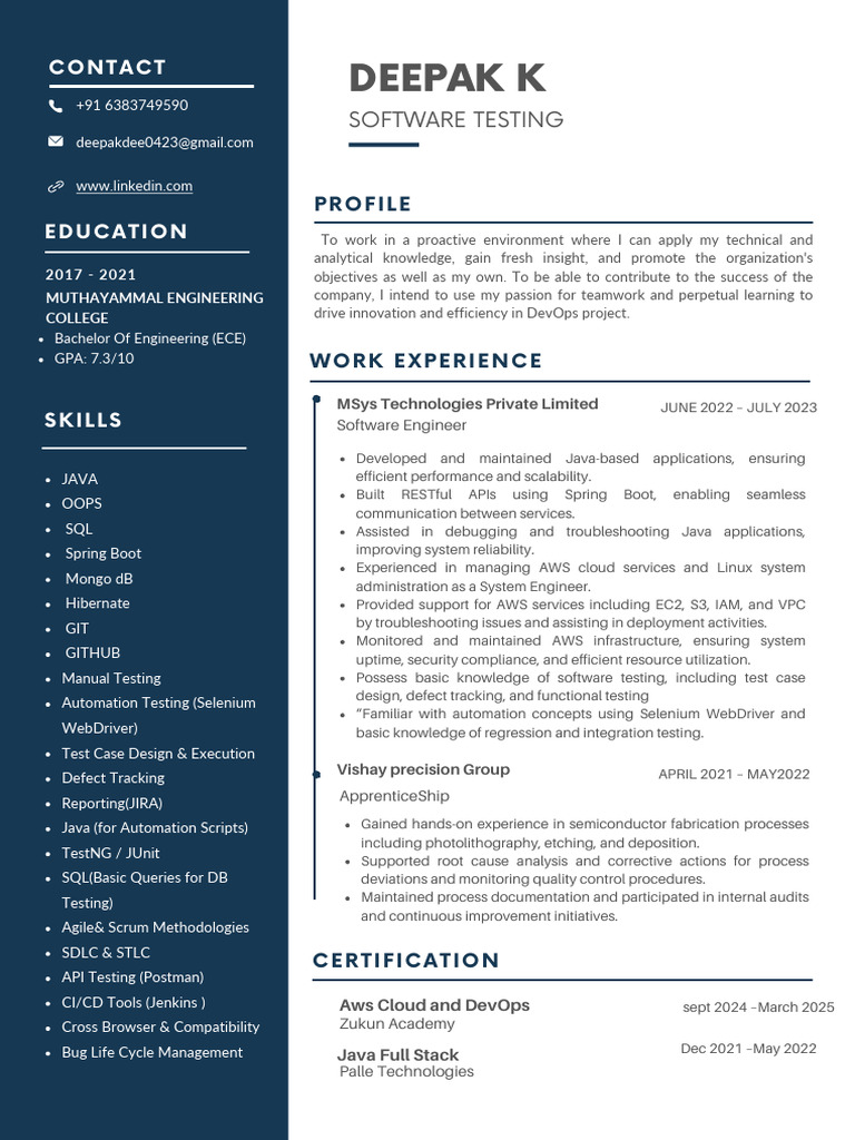 Software Testing and Development Profile | PDF | Software Testing ...