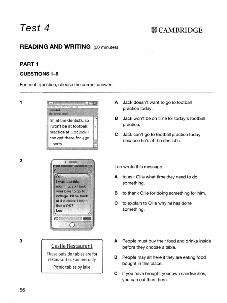 Ket Test Reading and Writing | PDF