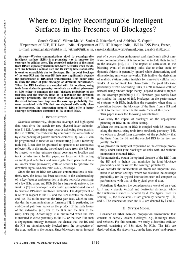 Where To Deploy Reconfigurable Intelligent Surfaces in The Presence of ...