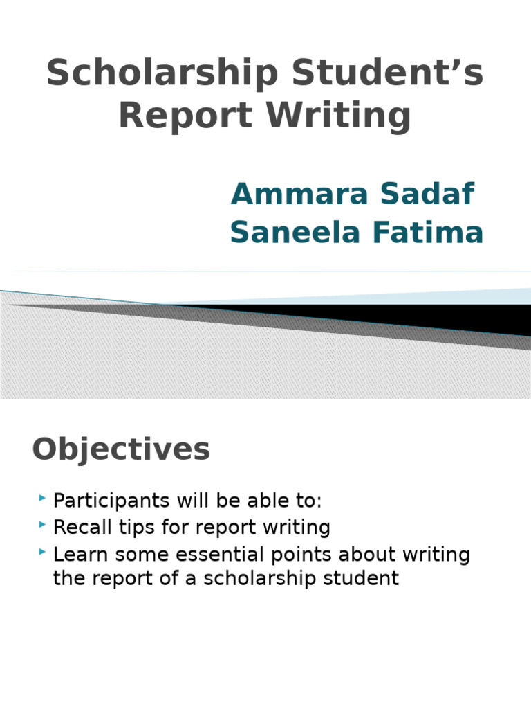 Scholarship Student Report Writing Guide | PDF