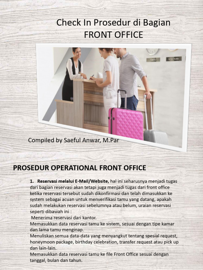 Prosedur Check-In Front Office Hotel | PDF