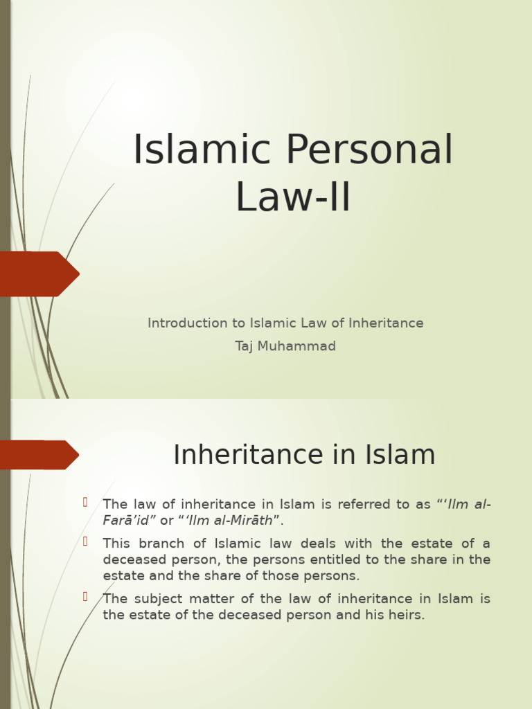 2 IPL II Intro To Islamic Law of Inheritance 08092025 121737pm | PDF ...