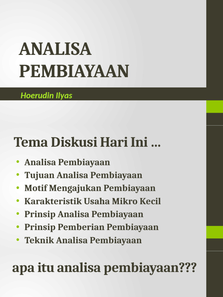 Analisa Pembiayaan Dan Usaha | PDF