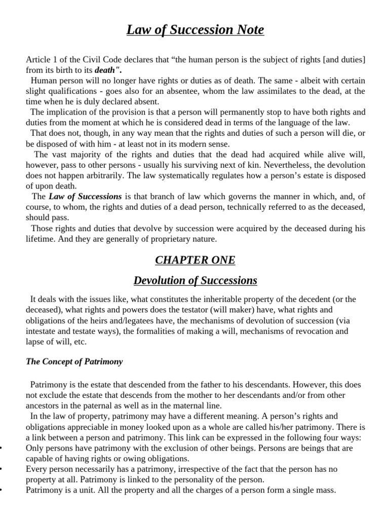 Understanding the Law of Succession | PDF | Will And Testament ...