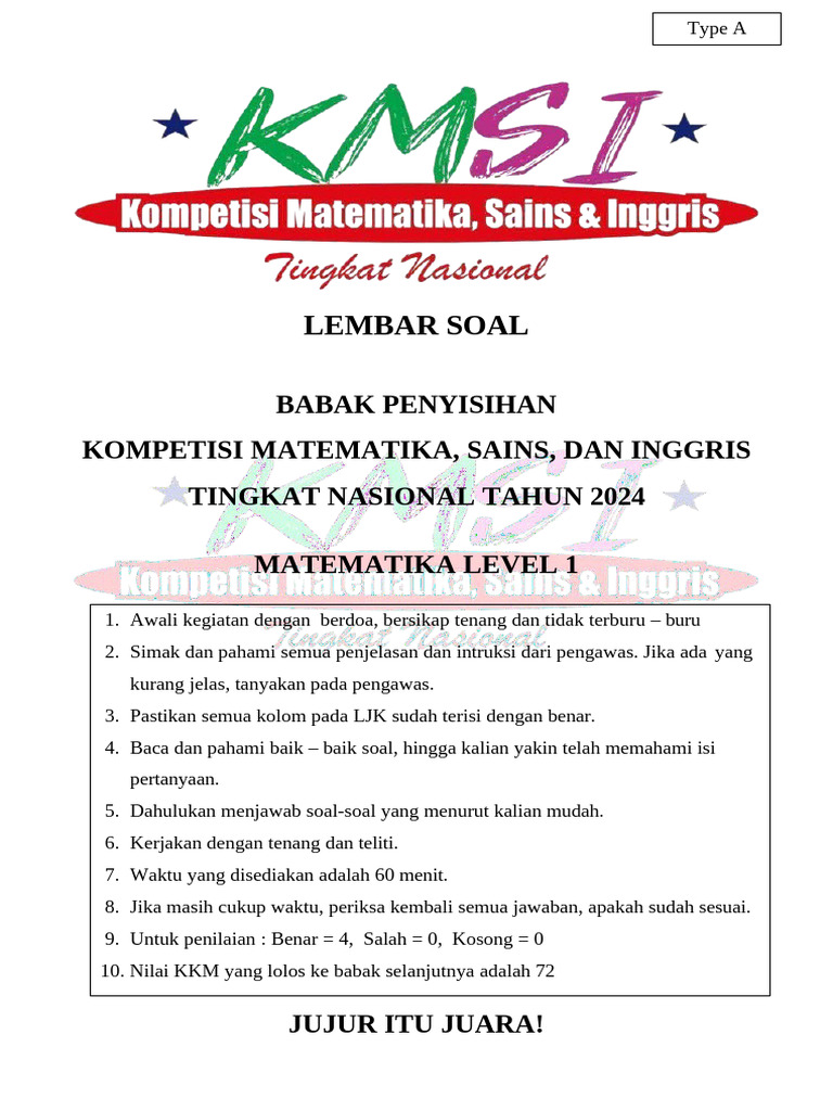 New Soal Type A Penyisihan Kmsi 2024 | PDF