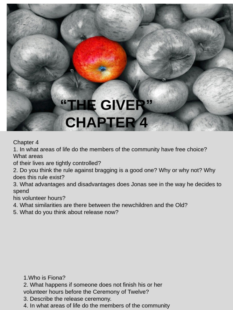 Chapter 4: Control and Choice in The Giver | PDF