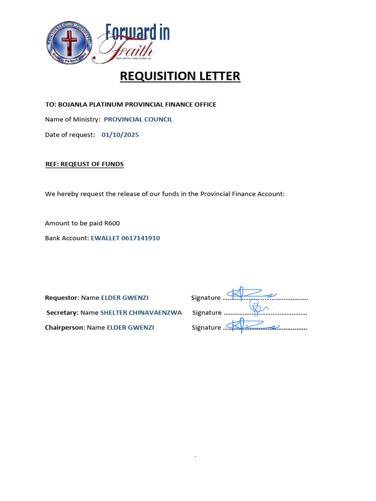 Signed Requisition Letter | PDF