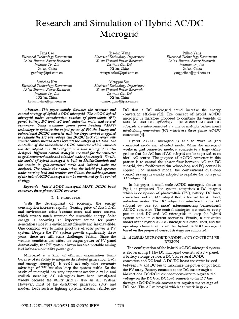 Research on Hybrid AC/DC Microgrid | PDF | Electrical Grid