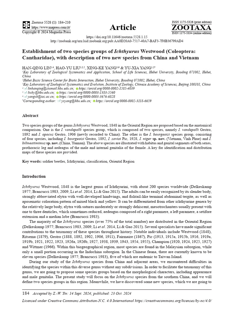 New Ichthyurus Species from China, Vietnam | PDF | Anatomical Terms Of ...