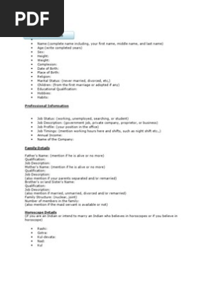 Marriage BioData
