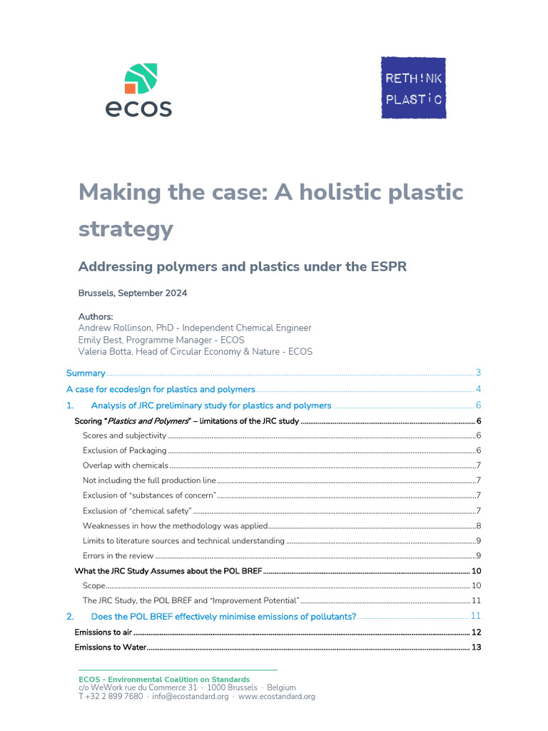 Holistic Plastic Strategy for ESPR | PDF | Plastic | Recycling