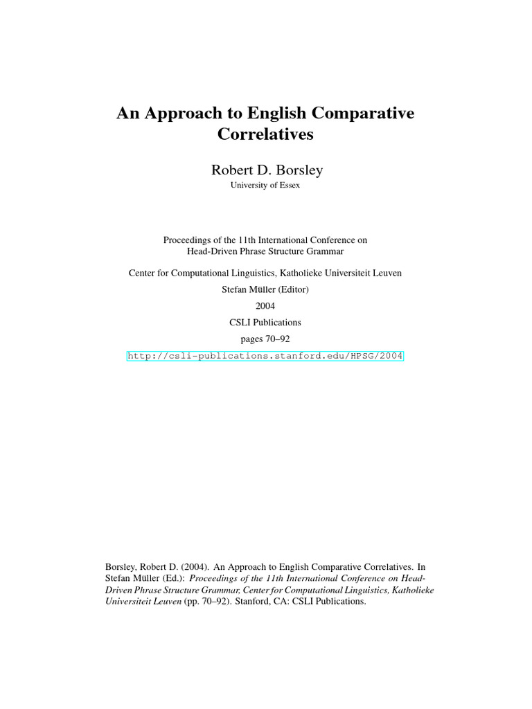 English Comparative Correlatives Analysis | PDF | Clause | Phrase