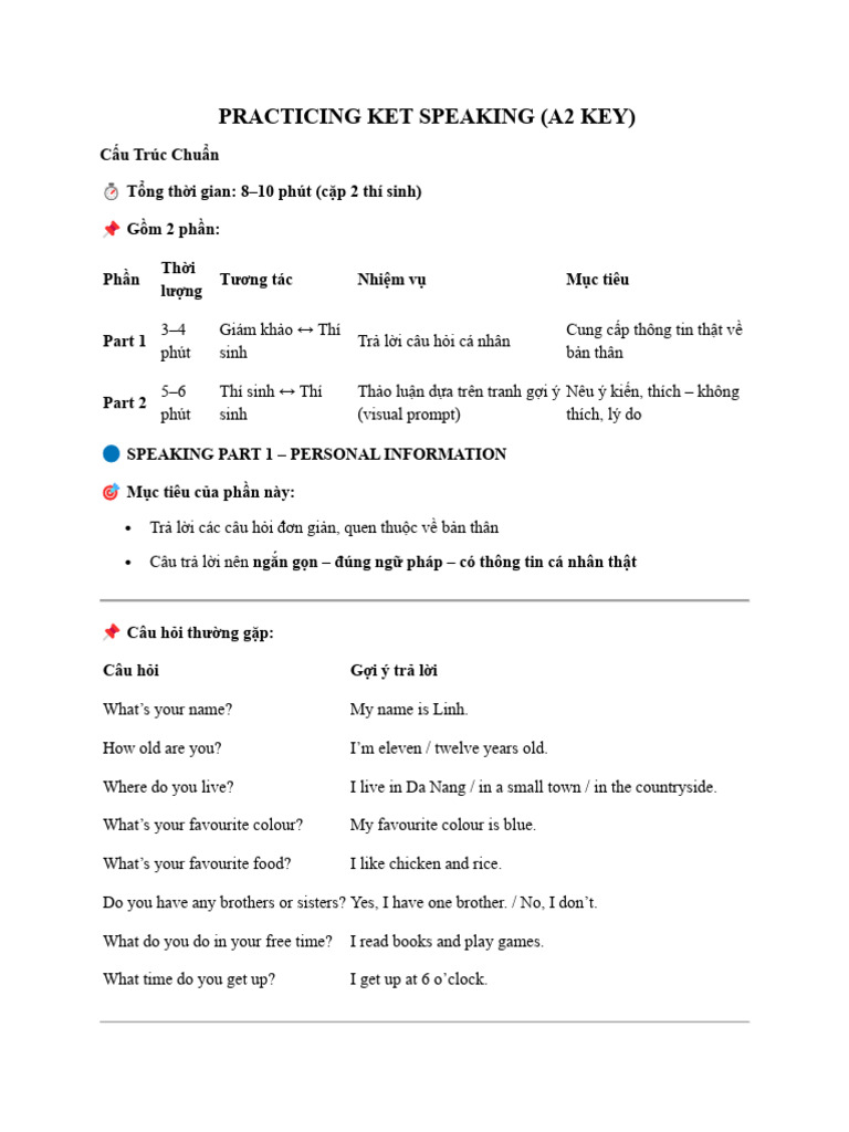 Practicing Ket Speaking | PDF