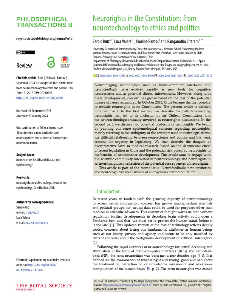 Ruiz Et Al 2024 Neurorights in The Constitution From Neurotechnology To ...