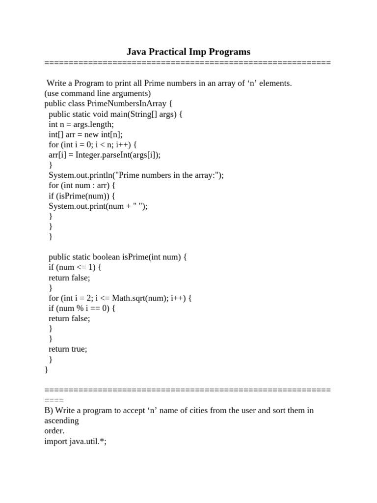 Java Programs for Basic Algorithms | PDF | Constructor (Object Oriented ...